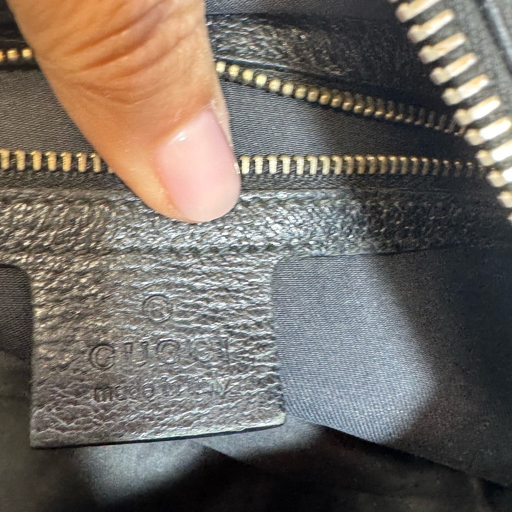 AUTHENTIC Gucci Black Crescent Bag w/Green & Red Stripe & Gold Bamboo Rings - Picture 9 of 11